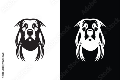 Dog head victor icon with white black background.