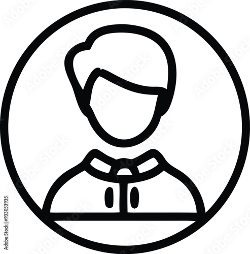 a black and white line icon of a man