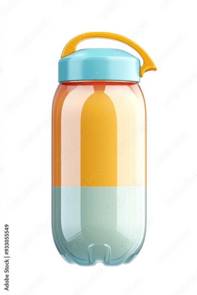 Modern water bottle with a gradient of orange pink and blue colors isolated on a white background Modern water bottle with a gradient of orange pink and blue colors isolated on a white background