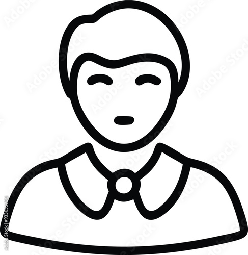 a black and white line icon of a man
