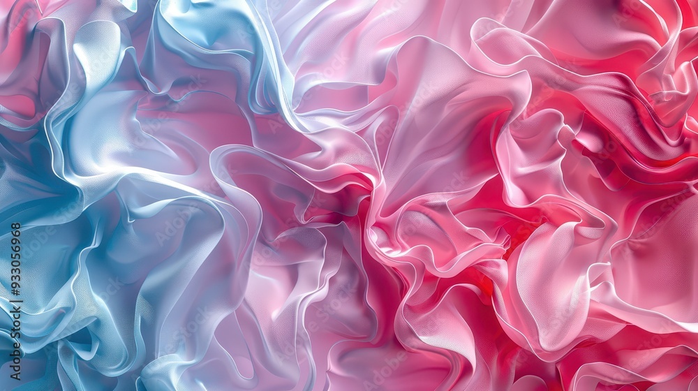 An abstract swirl of soft silk fabric in pink and blue colors, creating a wavy and flowing visual texture perfect for backgrounds. An abstract swirl of soft silk fabric in pink and blue colors, creating a wavy and flowing visual texture perfect for backgrounds.