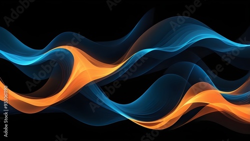 Dark abstract design with smooth, flowing lines and patterns on a dark background. 