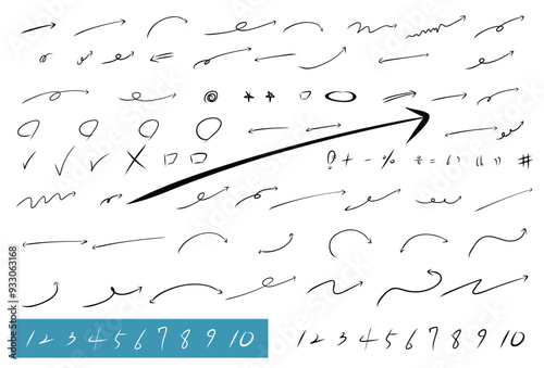 Special characters and arrows handwriting illustration high capacity