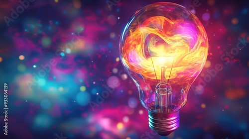 Vibrant Glowing Light Bulb Depicting Creativity Innovation and