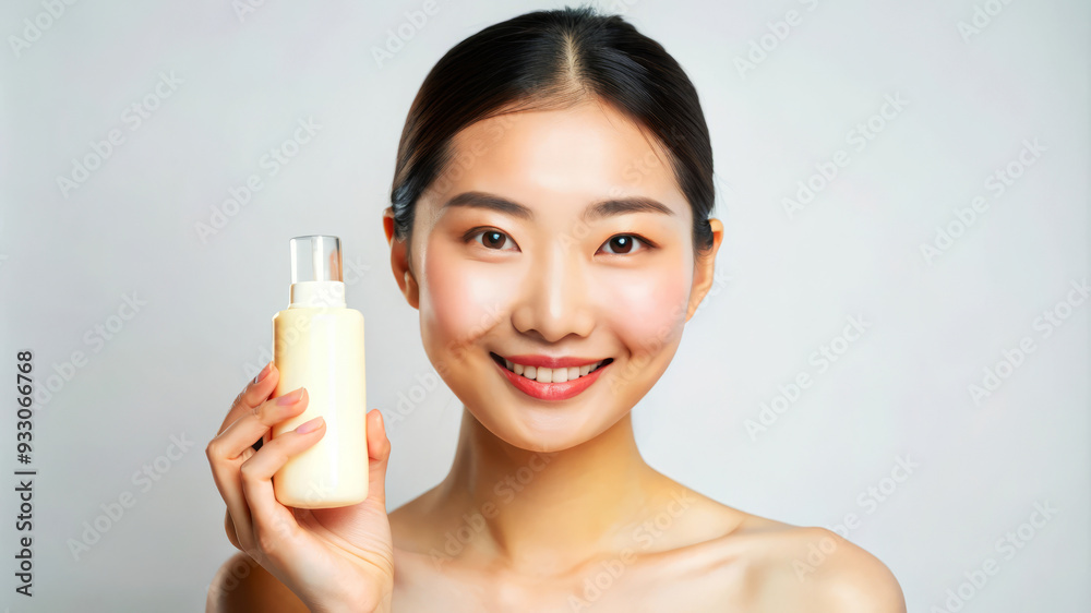 Beautiful Woman Holding Skin Care Product. Beautiful Woman Holding Skin Care Product.