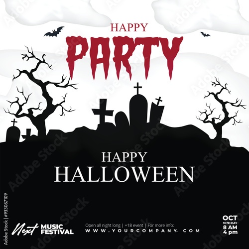 Halloween Party Invitation Background For Social Media Post