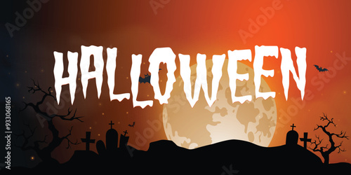Halloween Night Background Flat Design