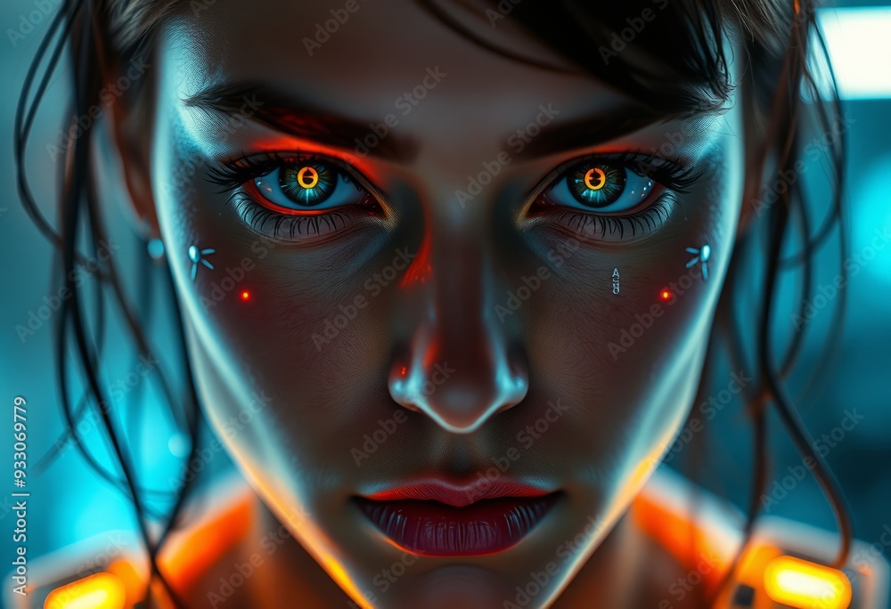 Cyberpunk Portrait A close up portrait of a person with glowing Cyberpunk Portrait A close up portrait of a person with glowing