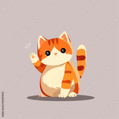 cute cartoon is waving hand. vector illustration design.