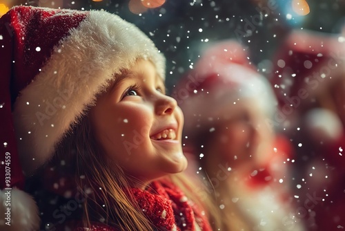 Children visiting a Santa s grotto at a Christmas festival, magical holiday experience