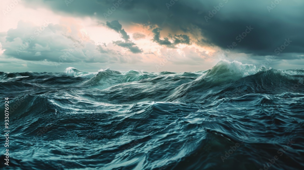 Powerful ocean waves crash under a dramatic, stormy sky, creating a dynamic and awe-inspiring seascape filled with intense energy and raw natural beauty. Powerful ocean waves crash under a dramatic, stormy sky, creating a dynamic and awe-inspiring seascape filled with intense energy and raw natural beauty.