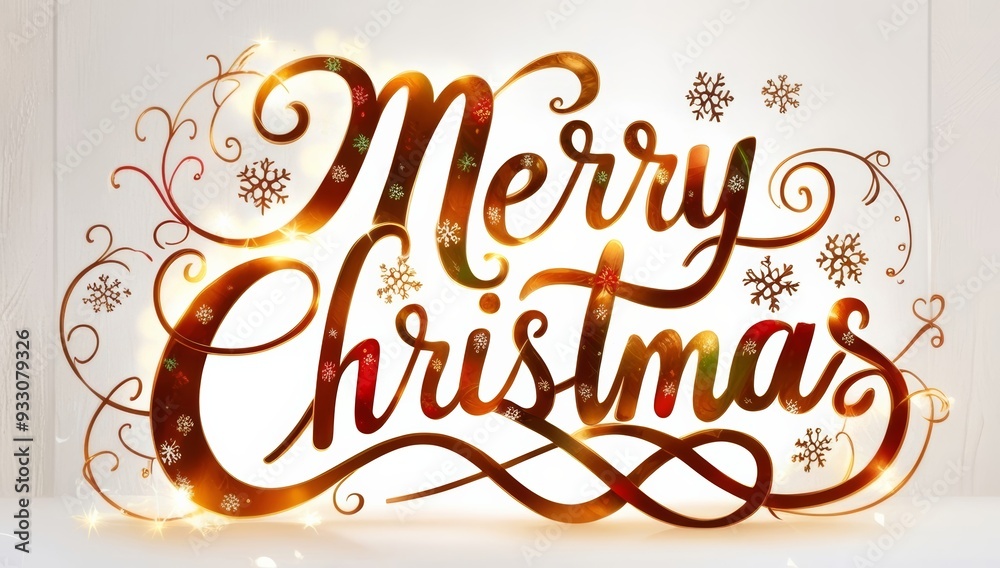 A whimsical cursive Merry Christmas lettering A whimsical cursive Merry Christmas lettering