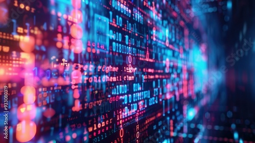 Wallpaper Mural Explore the depths of abstract futuristic cyberspace featuring a matrix background filled with binary code, showcasing the intricacies of programming and technology in a digital landscape. Torontodigital.ca