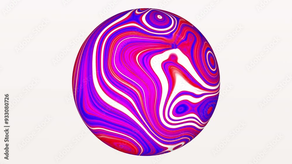 white background. 3D 4K animated red white and blue ball texture white background. 3D 4K animated red white and blue ball texture