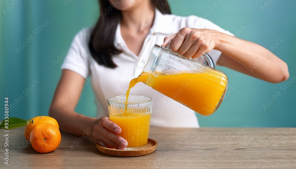 Pure Energy: Sweet Orange Juice Filling a Glass of Freshness Pure Energy: Sweet Orange Juice Filling a Glass of Freshness