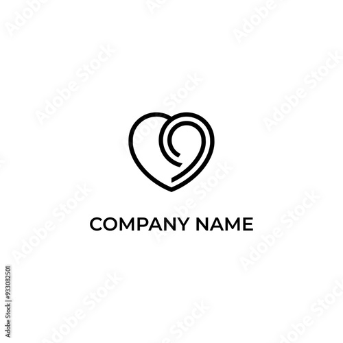 
illustration logo combination of love or heart with number 9 combination logo design