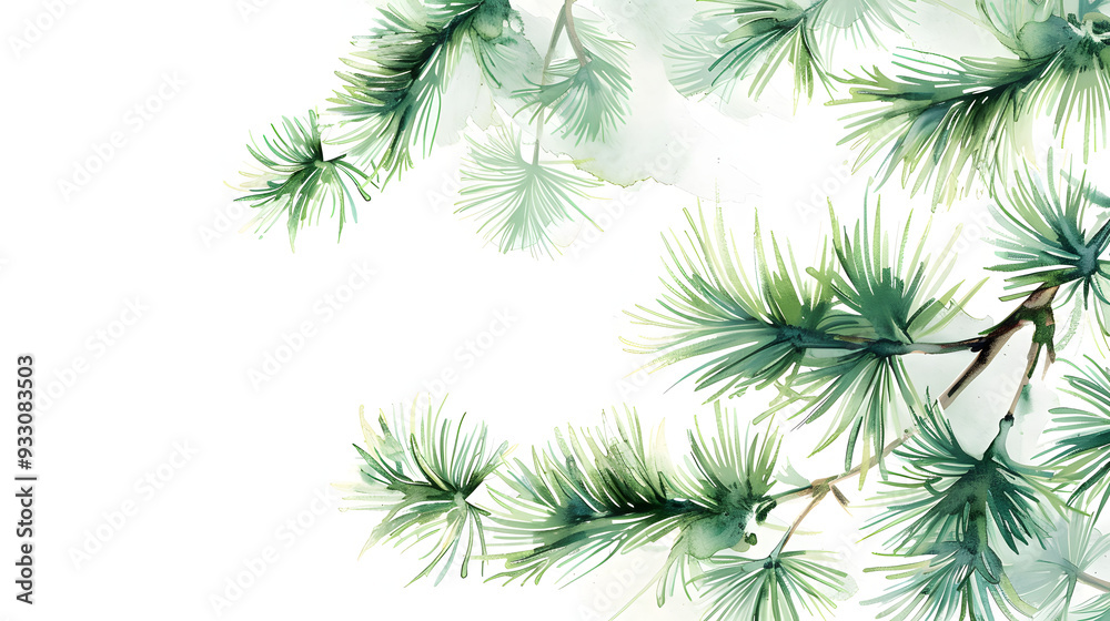 Pine Leaf watercolor style Pine Leaf watercolor style