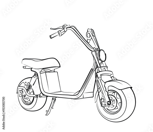 The Sketch of big electric scooter.