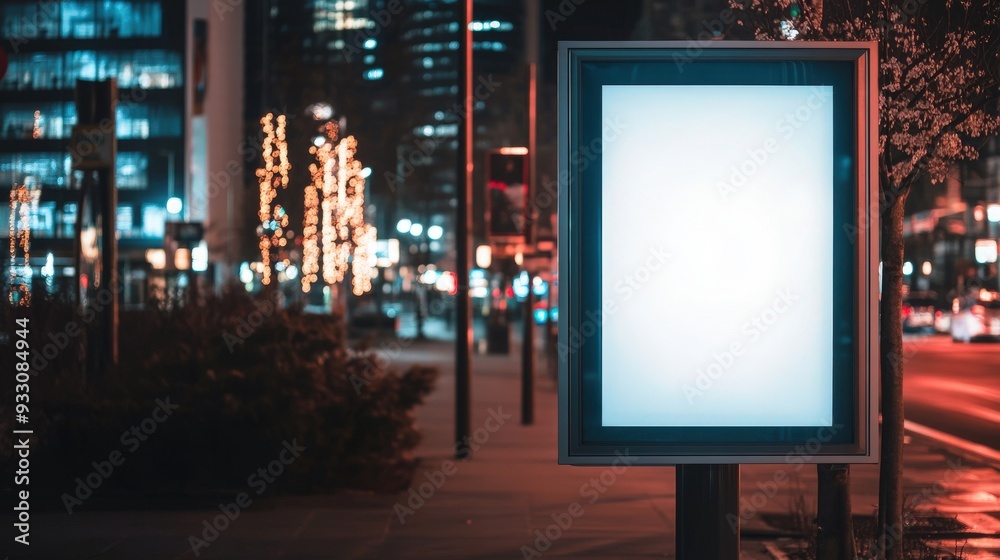 Urban Canvas: Close-up of Blank White Signboard in City Streets Urban Canvas: Close-up of Blank White Signboard in City Streets