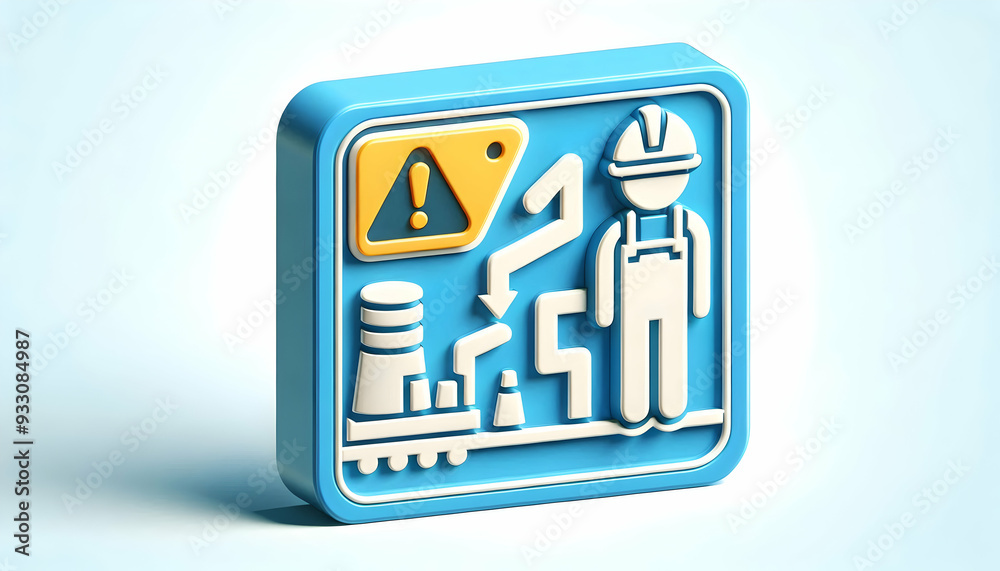 3D Icon as Safety sign and production floor concept as A safety sign paired with a production floor representing the importance of clear safety signage in manufacturing environments ideal for isolated 3D Icon as Safety sign and production floor concept as A safety sign paired with a production floor representing the importance of clear safety signage in manufacturing environments ideal for isolated