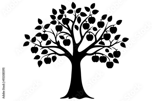 Apple tree vector art and illustration
