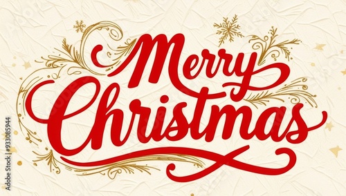 A whimsical festive illustration of bold cursive Merry christmas