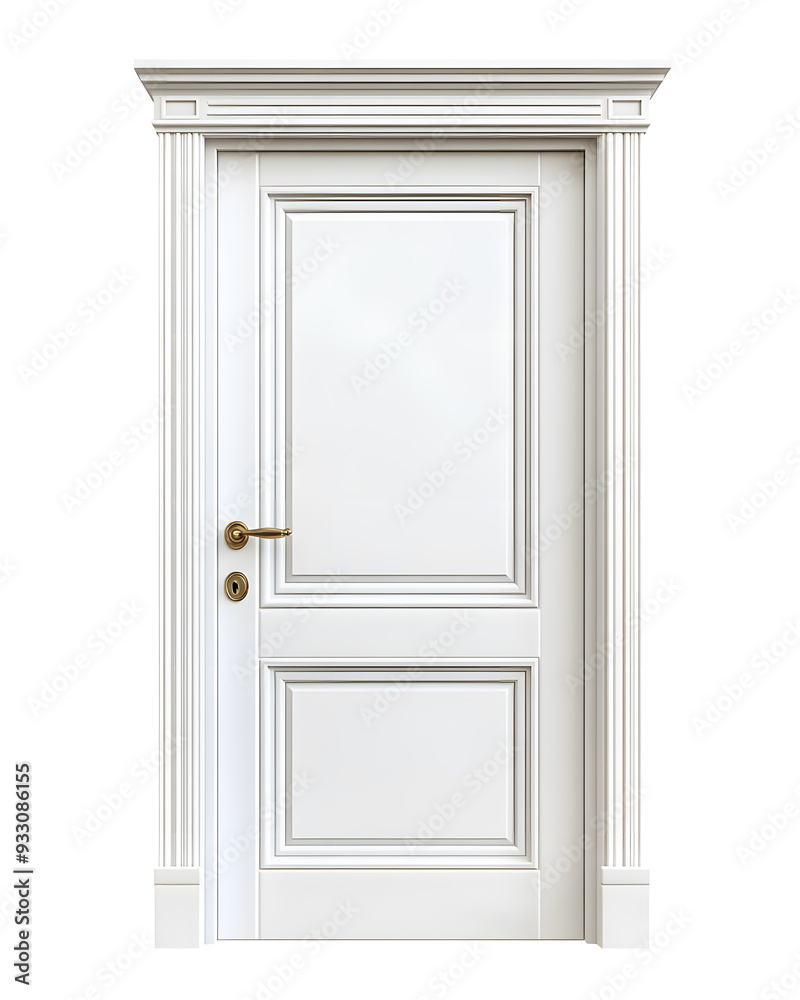 Classic white framed door isolated on white background Classic white framed door isolated on white background