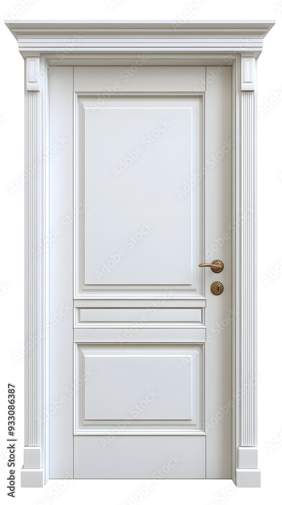 Fototapeta premium Classic white framed door isolated on white background