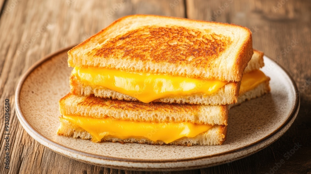 Delicious melted cheese sandwich on rustic plate Delicious melted cheese sandwich on rustic plate
