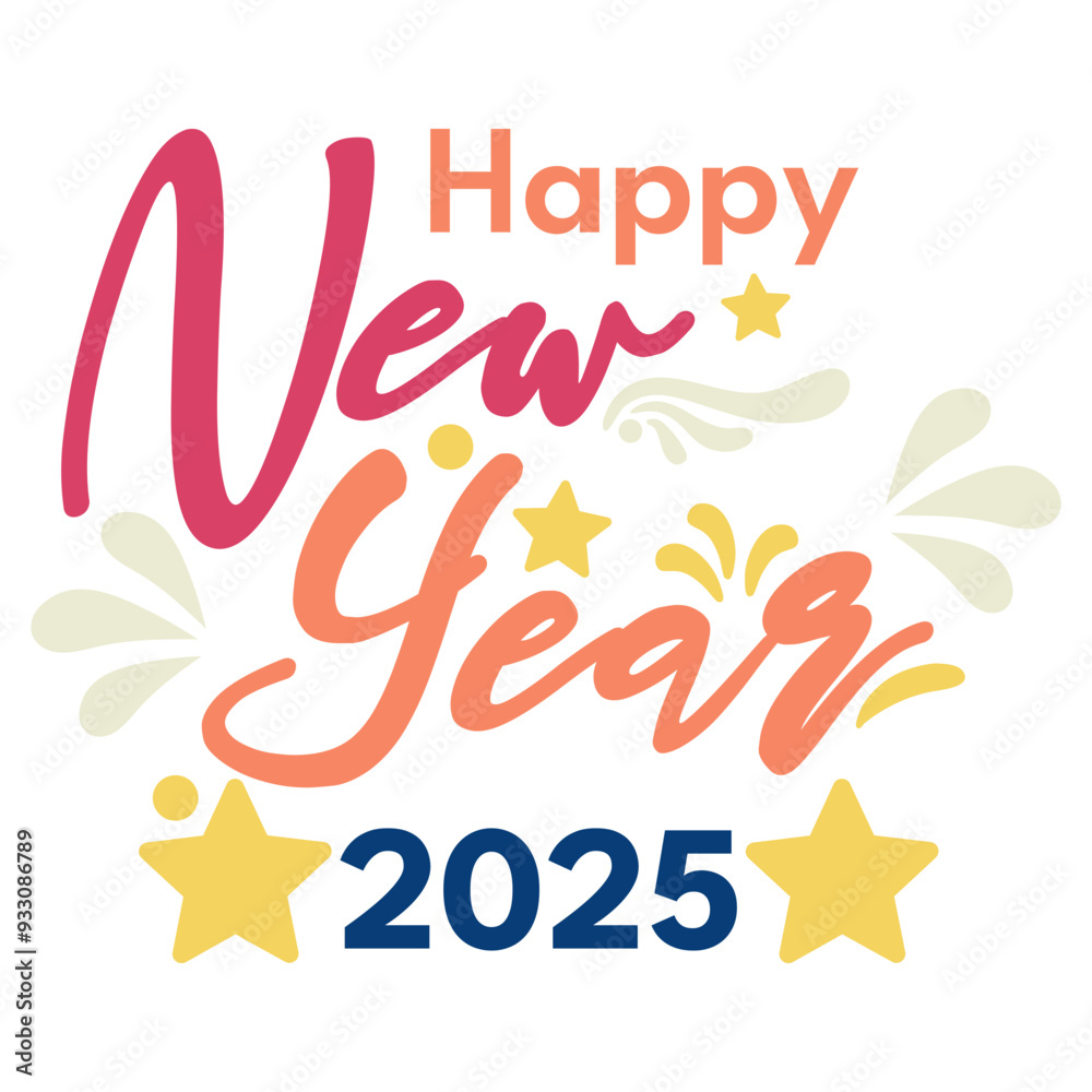 Obraz premium Happy New Year 2025 Lettering