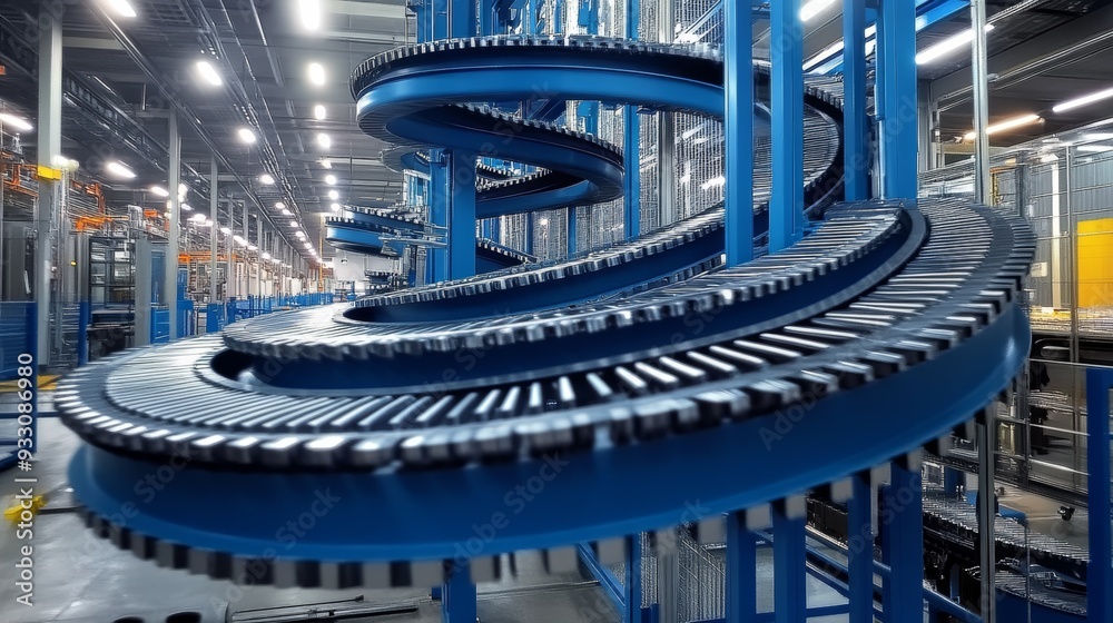 Naklejka premium a spiral gravity roller conveyor