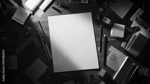 Spectacular Birds-Eye View of Blank Sheet of Paper for Creative Design Inspiration