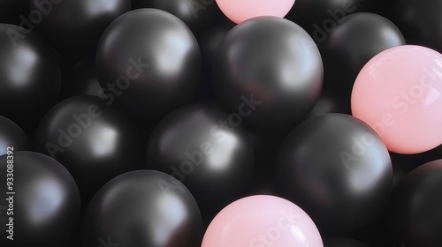 Black balls on a pink background