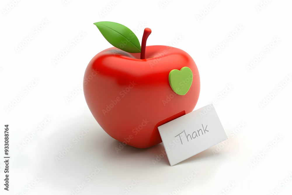 3d Flat icon as Apple and a thank you card symbolizing gratitude for ...