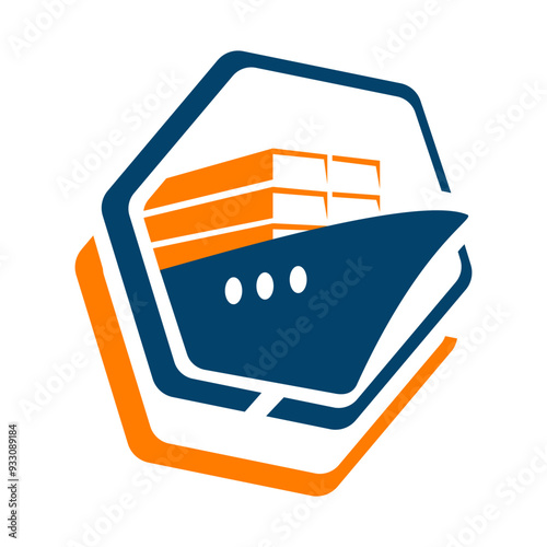 Logistics freighter Shipping Cargo Ship logo design vector illustration