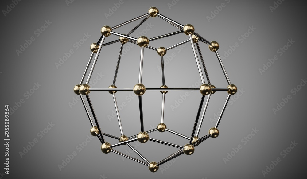 Geometrical wireframe sphere - 3D illustration