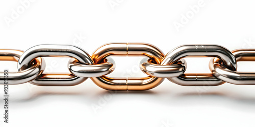 3d Flat icon as Chain and a link symbolizing connection and strength with ample space for text. concept as A chain and a single link representing the fundamentals of connection and strength with room  photo