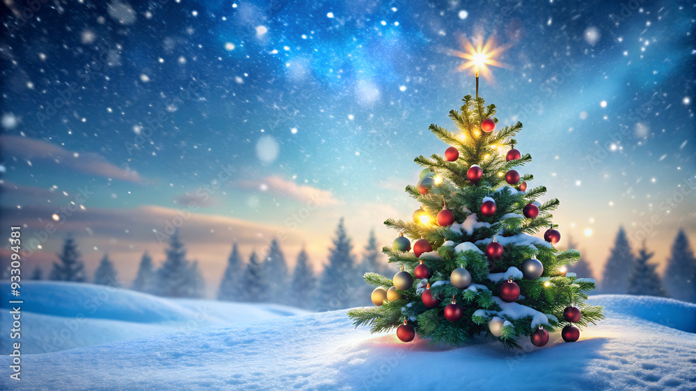 Obraz premium Christmas card - Christmas tree in the snow 