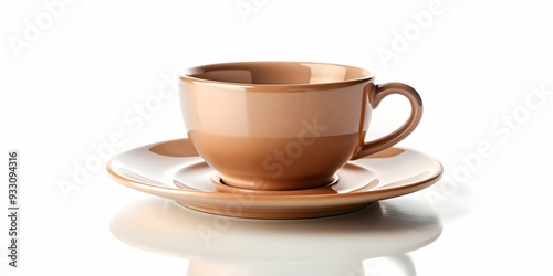 3d Flat icon as Cup and saucer symbolizing basics of dining and serving with ample space for text. concept as A cup and a saucer representing the fundamentals of dining and serving with blank space fo photo