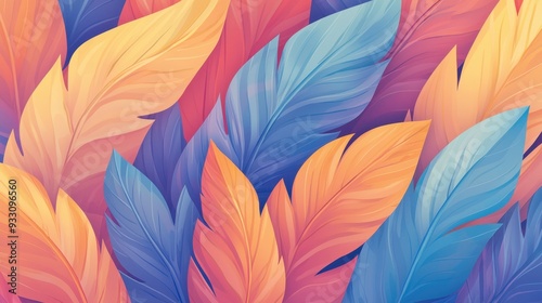 Vibrant feather pattern showcasing a blend of colorful hues, perfect for backgrounds or artistic projects.