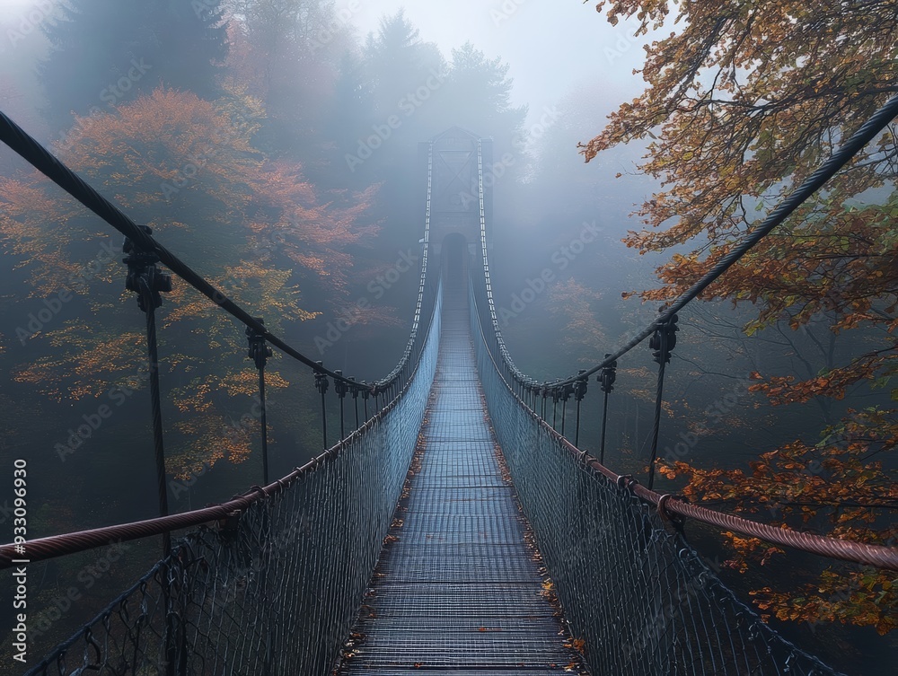 Fototapeta premium Exploring the picturesque details of a suspension bridge in germany through captivating photography