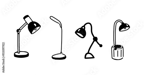 vector collection of illustrations of study lamp icons
