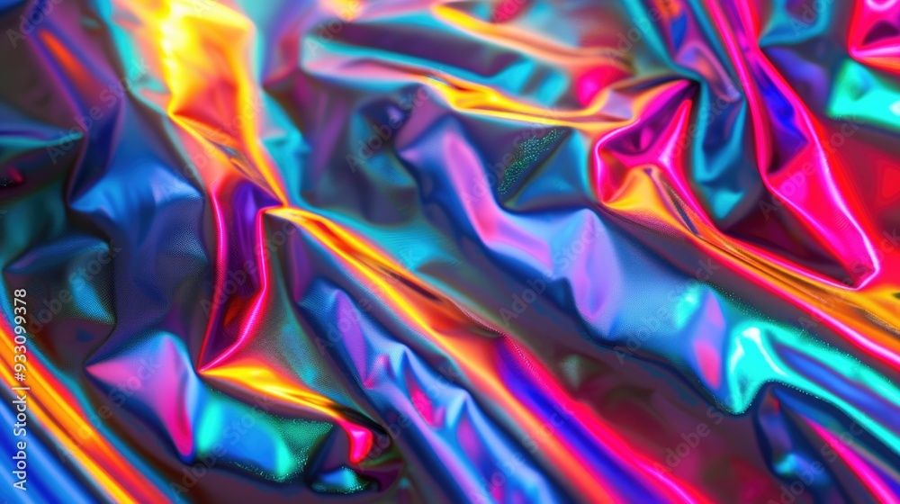Sci-fi holographic foil background in 90s style. Retro futuristic digital fabric. Abstract digital background with holographic effect. Sci-fi holographic foil background in 90s style. Retro futuristic digital fabric. Abstract digital background with holographic effect.