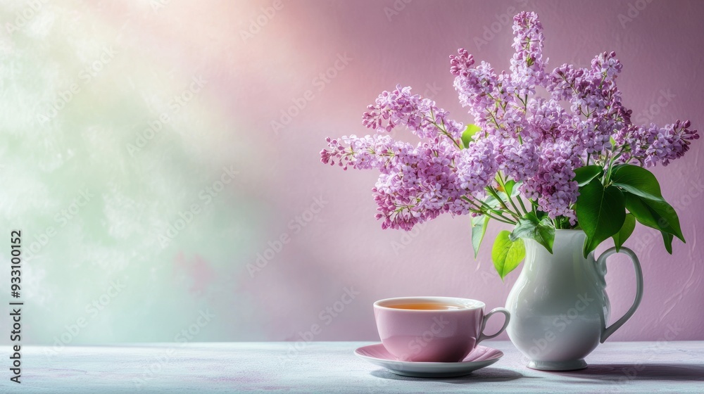 Lilac Bouquet with Tea Cup Lilac Bouquet with Tea Cup