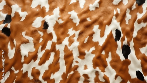 White and brown natural cow skin background and texture