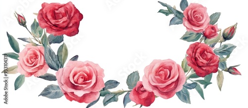 Floral wreath featuring roses in watercolor