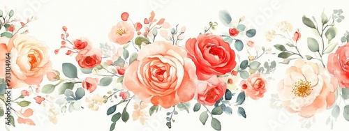 Hand painted watercolor paisley design featuring rose and peony flowers