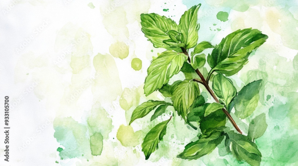 Mint Watercolor Illustration Mint Watercolor Illustration