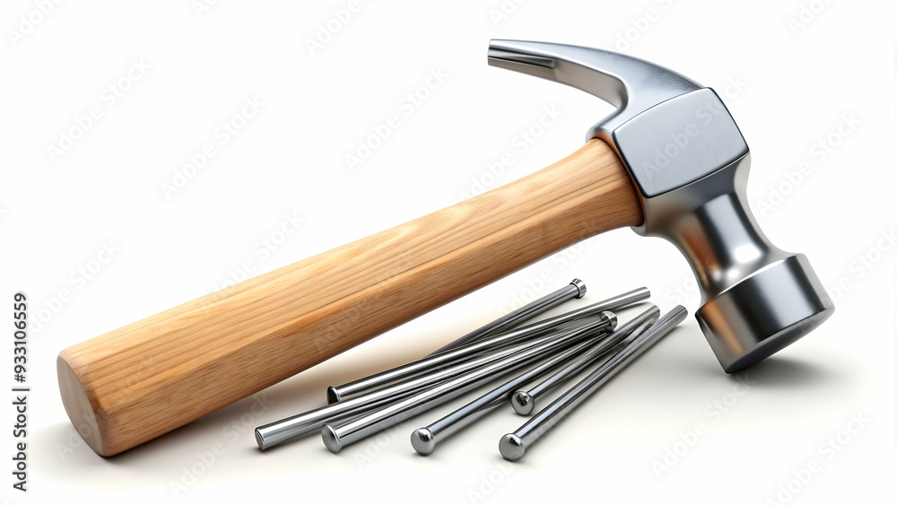 3d Flat icon as Hammer and nails symbolizing construction and foundation with ample space for text. concept as A hammer and nails representing the fundamentals of construction and building a foundatio 3d Flat icon as Hammer and nails symbolizing construction and foundation with ample space for text. concept as A hammer and nails representing the fundamentals of construction and building a foundatio