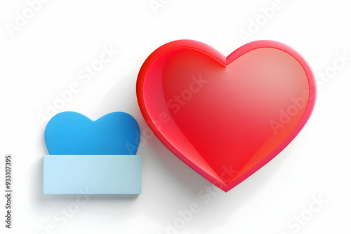 3d Flat icon as Heart and a thank you card symbolizing heartfelt thanks with ample space for text. concept as A heart icon and a thank you card representing heartfelt thanks with blank space for writi photo